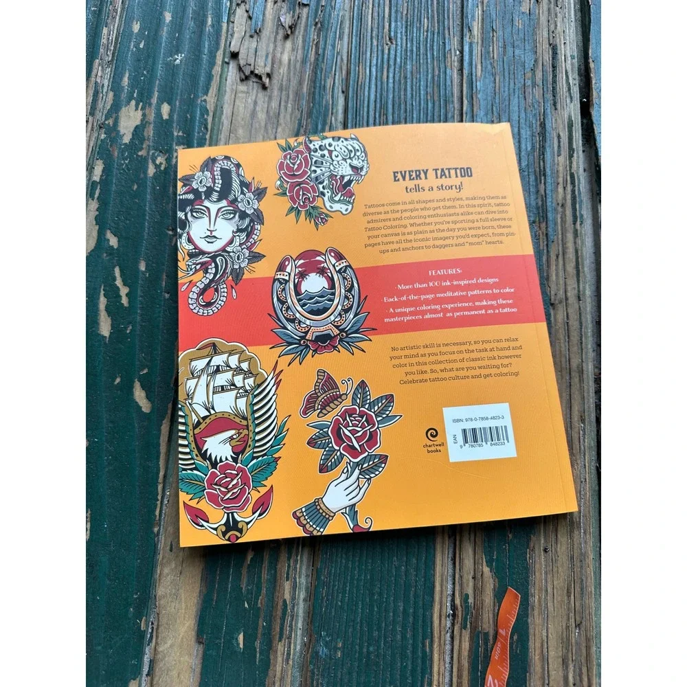 Tattoo Coloring Book Chartwell Books Pin-Ups Roses Sailors Skulls A4034